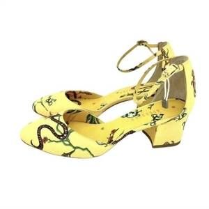 NEW GIANNICO brighton printed ankle block heels in yellow